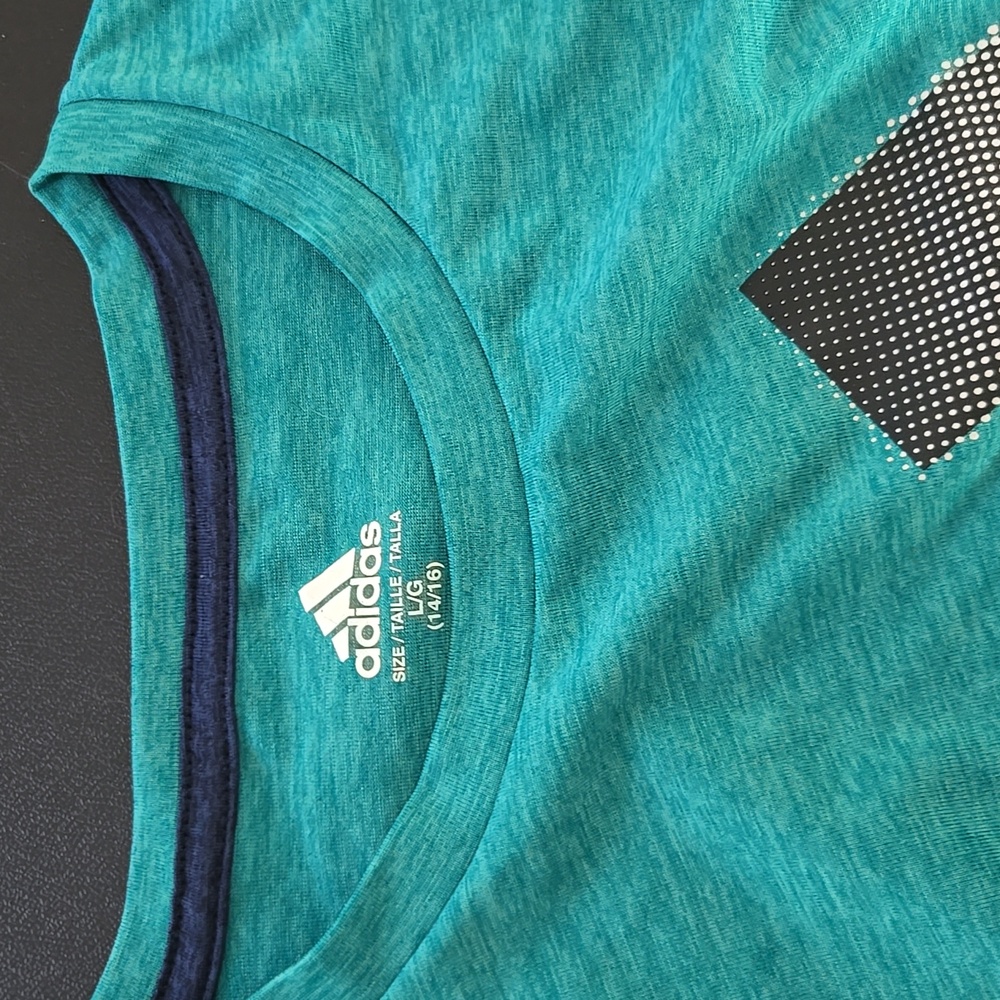 Adidas Boys Turquoise Tee with Black Logo